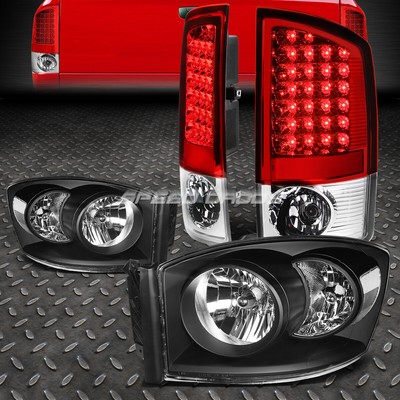 ЧЕРНЫЙ КОРПУС ПРОЗРАЧНОЙ ФАРЫ + КРАСНЫЙ ПОЛНЫЙ СВЕТОДИОДНЫЙ ЗАДНИЙ СТОП-СИГНАЛ ДЛЯ 07-09 DODGE RAM