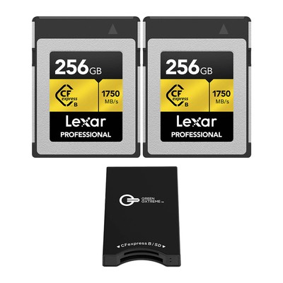 Карта памяти Lexar Gold Pro 256 ГБ CFexpress Type-B, 2 комплекта с кард-ридером USB-C