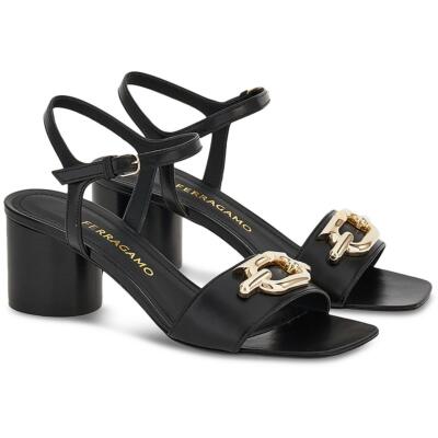 Женские туфли-лодочки с цепочкой из кожи Присциллы Ferragamo, босоножки на ремешках, обувь BHFO 0753