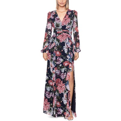 Женское темно-синее коктейльное платье Xscape с оборками и разрезом по бокам для вечеринок 8 BHFO 2199