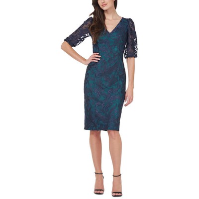 Женское темно-синее платье-футляр миди с вышивкой JS Collections Вечернее 8 BHFO 6300