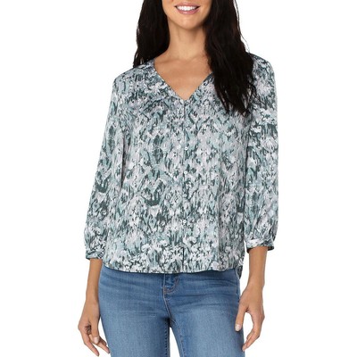 

Женская блузка на пуговицах с узором Liverpool Los Angeles BHFO 1938, Misty sage ikat