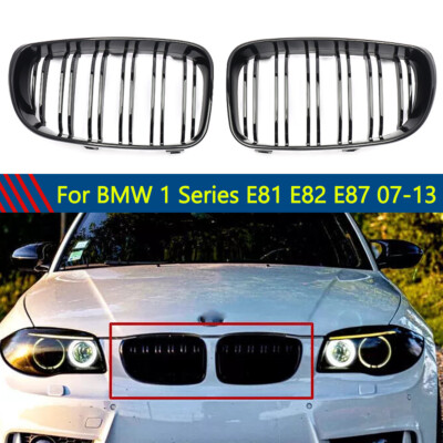 Gloss Black Dual Slats Front Kidney Grill for BMW E81 E87 E82 E88 1 Series 135i