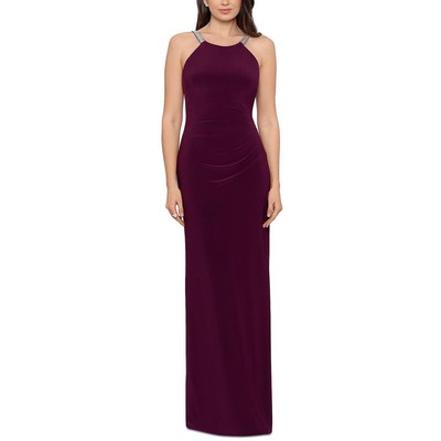 

Женское фиолетовое вечернее платье с бретелькой на шее Betsy - Adam  BHFO 8666, Wine