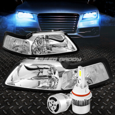 ХРОМИРОВАННАЯ ФАРА + ПРОЗРАЧНЫЙ УГОЛ + БЕЛЫЙ СВЕТОДИОД 9007 HID с ВЕНТИЛЯТОРОМ ДЛЯ FORD MUSTANG 99-04