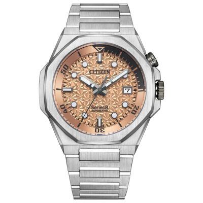Pre-owned Citizen Series 8 Nb6066-51w 890 Mechanical Automatic Watch Copper Pink 42.6mm