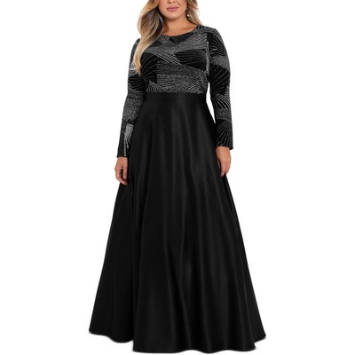 

Женское черное атласное вечернее платье с блестками Betsy - Adam  BHFO 7254, Black/gold