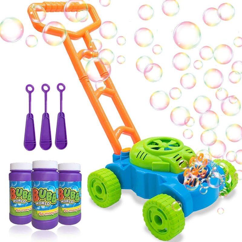 Lydaz Bubble Lawn Mower for Toddlers 1-3, Kids Bubble Blower