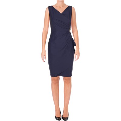 Женское темно-синее коктейльное и вечернее платье с искусственным запахом Alex Evenings Evening 2 BHFO 5417