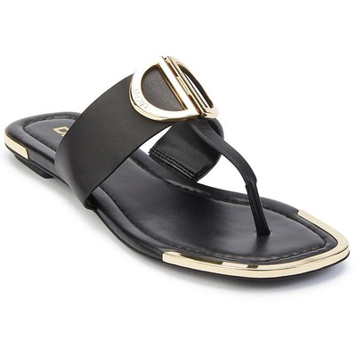 

Женские черные кожаные шлепанцы DKNY Halcott 6, средние (B,M) BHFO 2318, Action leather black/black