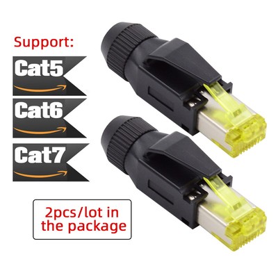 NFHK 2pcs/lot STP UTP Shield Cat6 RJ45 8P8C Plug Assembly Crimp Type Industrial
