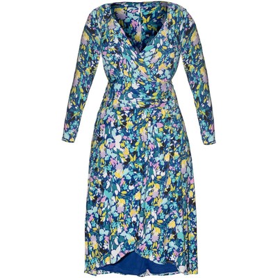 Женское офисное миди-платье Rachel Rachel Roy синего цвета с цветочным принтом Plus 22W BHFO 6868