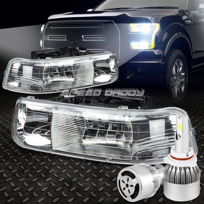 ХРОМИРОВАННЫЙ КОРПУС ФАРЫ С ПРОЗРАЧНЫМИ ЛИНЗАМИ + БЕЛЫЙ СВЕТОДИОД 9006 HID с ВЕНТИЛЯТОРОМ ДЛЯ 99-02 SILVERADO