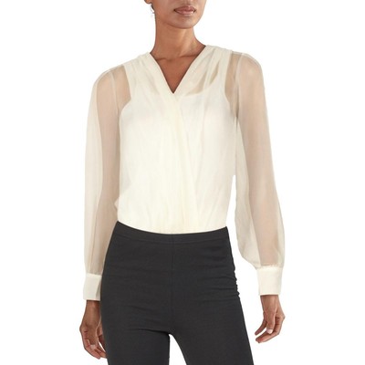 

Женское прозрачное боди цвета слоновой кости с искусственным запахом и украшением CQ by CQ, топ  BHFO 1627, Off white