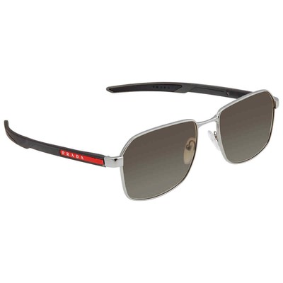 Pre-owned Prada Linea Rossa Grey Gradient Rectangular Men's Sunglasses Ps 54ws 5av04g 57 In Gray