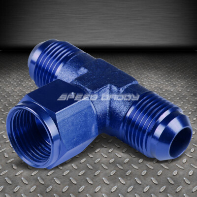 6AN AN-6 9/16 ЖЕНСКИЙ МУЖСКОЙ РАСКЛЕШЕННЫЙ ПОВОРОТНЫЙ ТРОЙНИК С СИНЕЙ АЛЮМИНИЕВОЙ ОТДЕЛКОЙ ФИТИНГОВЫЙ АДАПТЕР