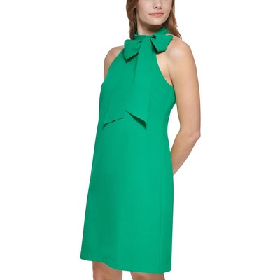 Vince Camuto Womens Green Tie Neck Short Business Halter Dress 4 BHFO 0819