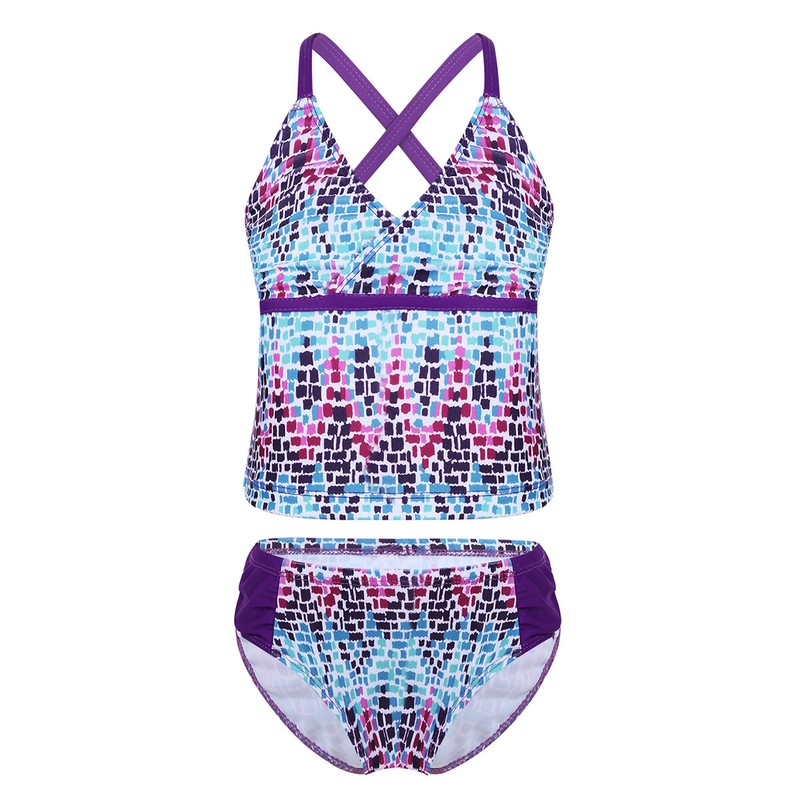 Mädchen Badeanzug Tankini Bikini Set UvSchutz Bademode Strandmode Gr