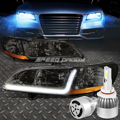 ДЫМЧАТАЯ ФАРА + ЯНТАРНЫЙ УГОЛОК + DRL + БЕЛЫЙ СВЕТОДИОД 9006 HID с ВЕНТИЛЯТОРОМ ДЛЯ 98-02 ACCORD CG