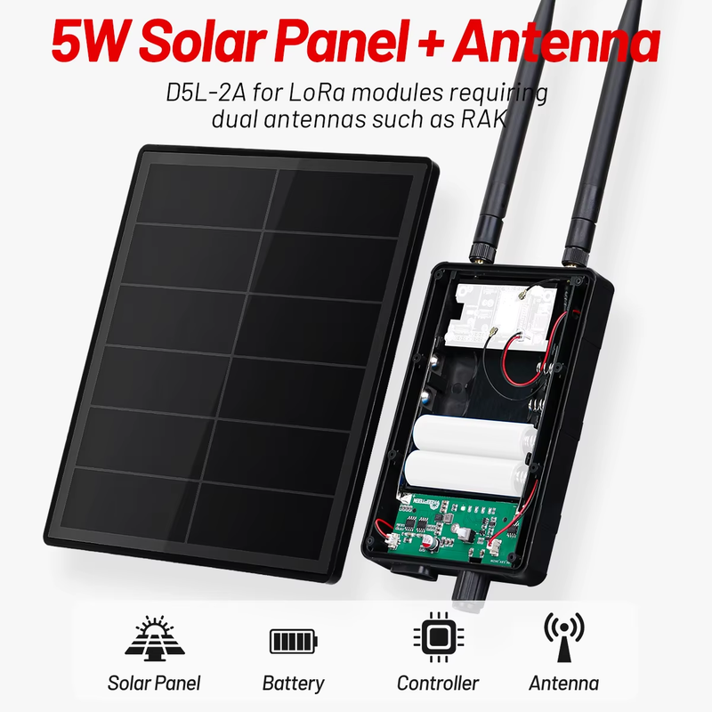 D5 Waterproof 5W Solar Panel With Battery Controller for LoRaWAN DIY RAK LoRa Co
