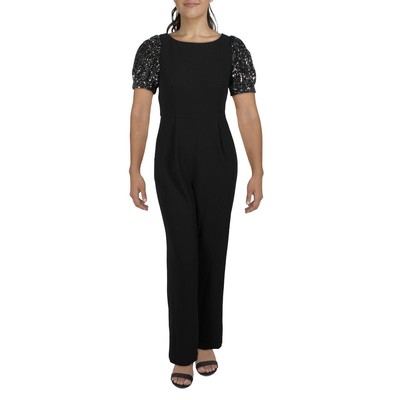 Женский комбинезон Calvin Klein, черный, в смешанной технике, с блестками, 10 BHFO 6280