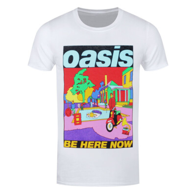 Oasis T-Shirt Be Here Now Illustration Noel Liam Gallagher Official New White