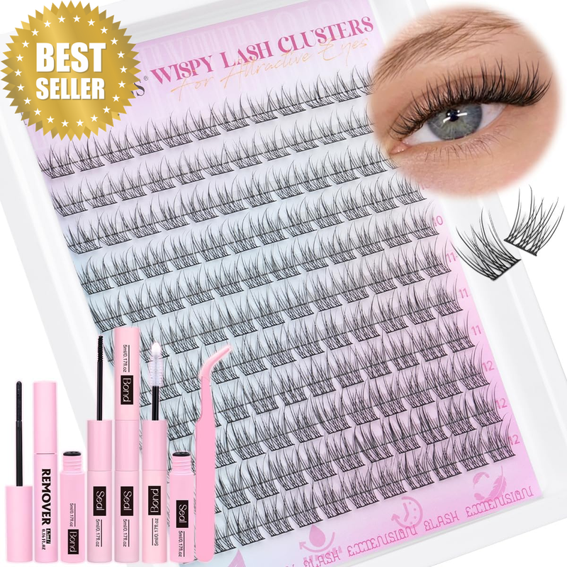 Wispy Lash Clusters Kit Natural Lash Extension Kit 9-12MM Cluster Eyelash Extens