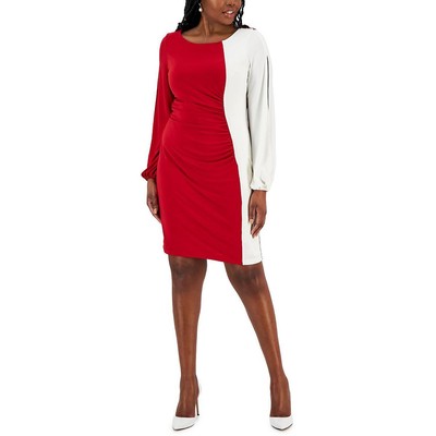 Женское красное вечернее короткое платье-сорочка с рюшами Kasper Womens Plus XL BHFO 8875