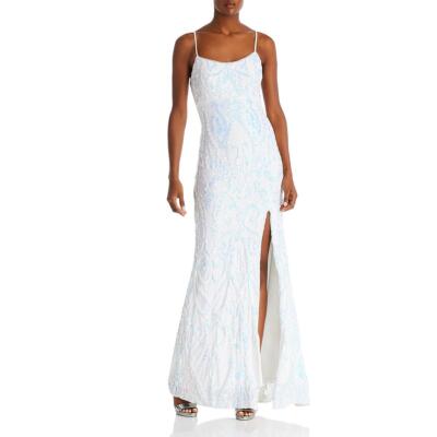 Длинное официальное вечернее платье цвета слоновой кости с блестками цвета морской волны для женщин 12 BHFO 4197