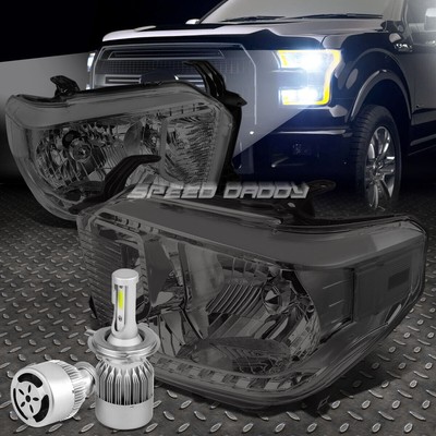 ЗАКОПЧЕННЫЙ КОРПУС, ПРОЗРАЧНАЯ БОКОВАЯ СВЕТОДИОДНАЯ ФАРА DRL + 6000K HID LED + ВЕНТИЛЯТОР ДЛЯ 14-17 TUNDRA