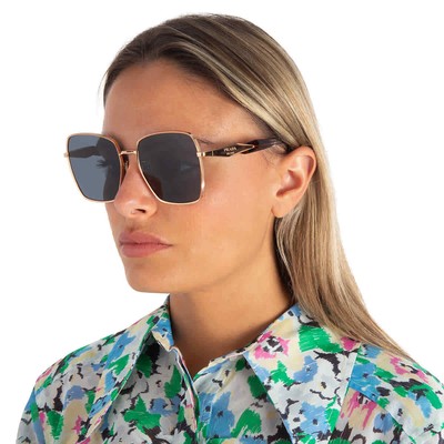 Pre-owned Prada Dark Grey Butterfly Ladies Sunglasses Pr 64zs Svf09t 57 Pr 64zs Svf09t 57 In Gray
