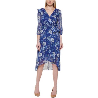 

Женское синее летнее платье миди с запахом Tommy Hilfiger  BHFO 3713, Синий