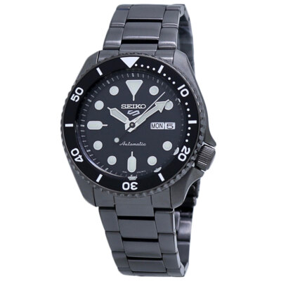 Pre-owned Seiko 5 Sports Automatic Black Ip Men's Watch Srpd65k1
