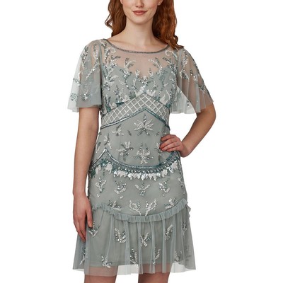 

Женское зеленое мини-платье для коктейлей и вечеринок Adrianna Papell  BHFO 3564, Frosted sage