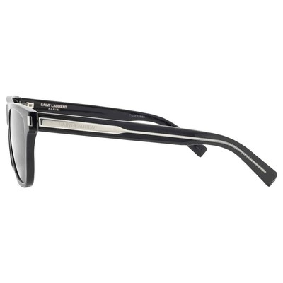 Pre-owned Saint Laurent Grey Browline Men's Sunglasses Sl 619 001 56 Sl 619 001 56 In Gray
