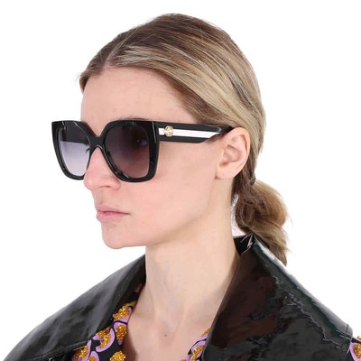 Pre-owned Gucci Grey Gradient Oversized Ladies Sunglasses Gg1300s-004 55 Gg1300s 004 55 In Gray