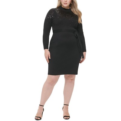 

Женское черное платье-свитер миди с пайетками Vince Camuto Plus  BHFO 7271, Черный