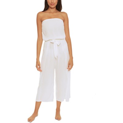 

Becca Womens Ponza White Марлевый костюм с присборенной спиной Комбинезон  BHFO 6738, Белый
