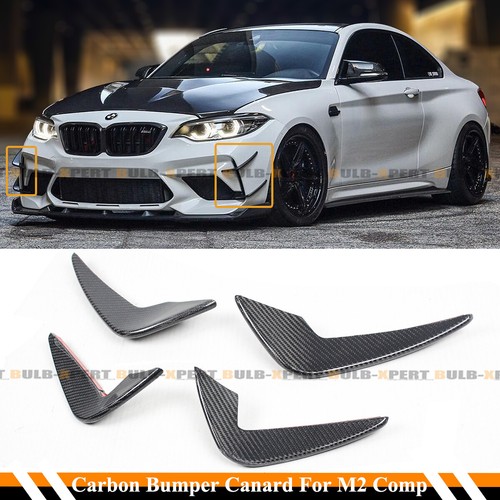 For 19-21 BMW F87 M2 Competition Carbon Fiber Bumper Shark Fins Winglet Canards
