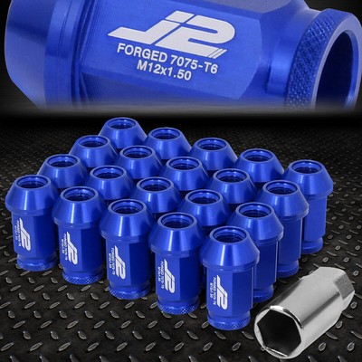 J2 ENGINEERING 7075 АЛЮМИНИЙ M12X1.5 20ШТ 40 ММ ГАЙКИ С ОТКРЫТЫМИ НАКОНЕЧНИКАМИ + АДАПТЕР СИНИЙ