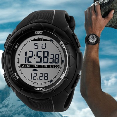SKMEI Men's LED Digital Alarm Date Military Sports Army Waterproof...