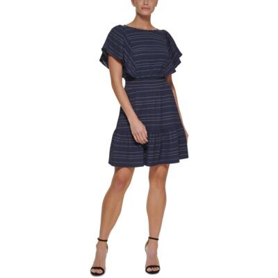 

Женское полуформальное мини-платье DKNY со сборками BHFO 8707, Navy ivory