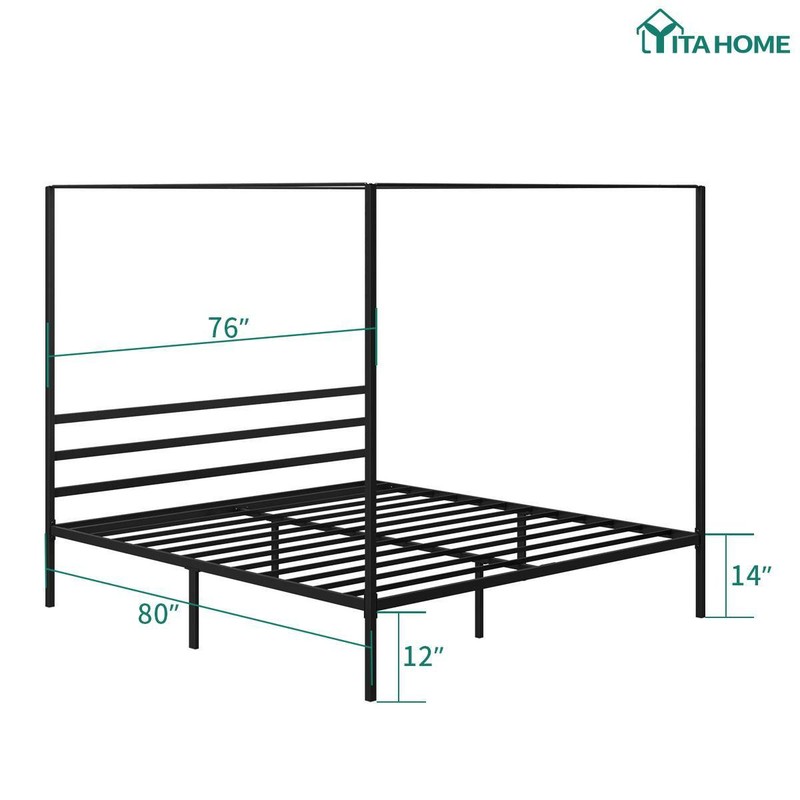 YITAHOME King Size Canopy Bed Frame Metal Platform Mattress Foundation Bedroom