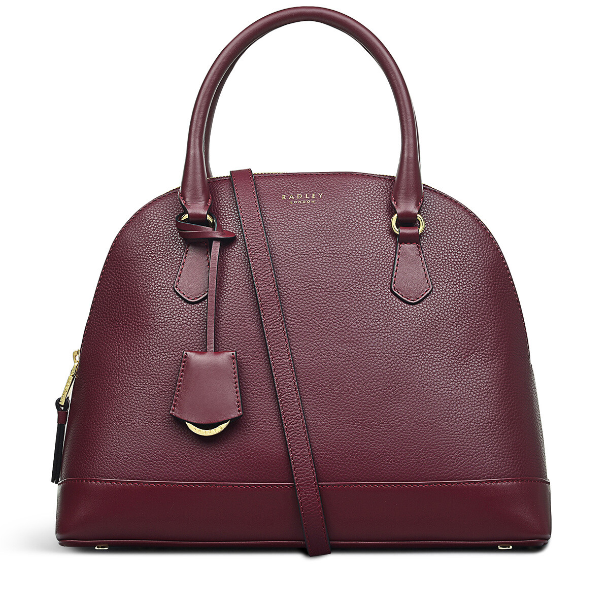Pre-owned Radley Handbag Dark Red Merlot Medium Zip Top Multiway Bag Leather Anchor Mews
