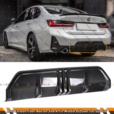 For 23-24 BMW G20 LCI 330i M Sport Real Carbon Fiber Rear Bumper Middle Diffuser
