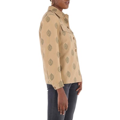 Pre-owned Chloé Chloe Ladies Beige Embroidered Shirt Jacket