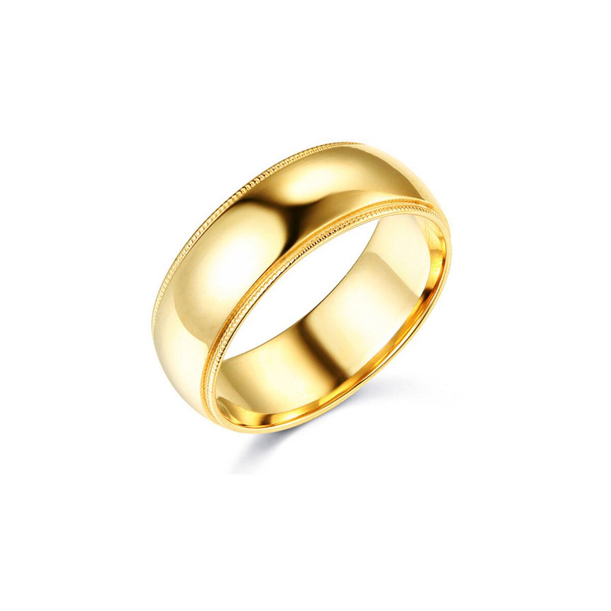 Pre-owned Td Collections 14k Yellow Gold 7mm Classic Light Comfort-fit Dome Milgrain Wedding Band