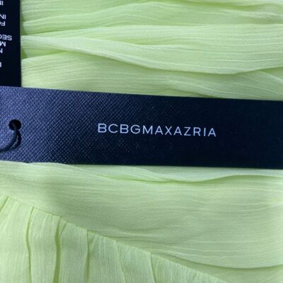 Pre-owned Bcbgmaxazria Ziv Chiffon Gown Women's Size 8 Sunny Lime In Yellow