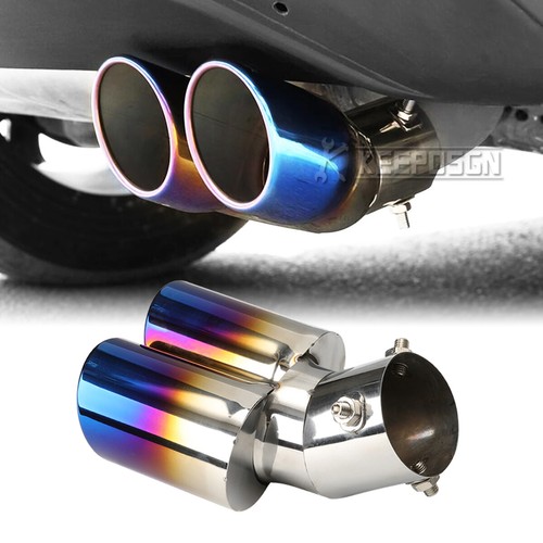 Burning Blue Stainless Steel Exhaust Muffler Tip – 76mm Inlet, 185mm Length - View #3