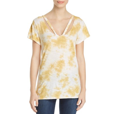 Женская желтая футболка Elan с вырезом Tie-Dye Tee Top S BHFO 7185